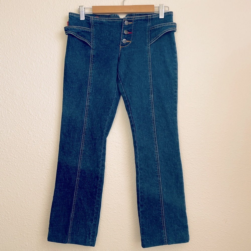 RARE Vintage 70’s Chemin De Fer Low Rise Cropped Button-Front Seamed Jeans